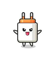 naughty power adapter character in mocking pose vector