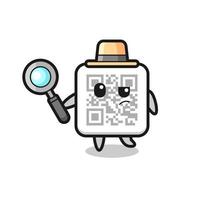 qr code detective character is analyzing a case