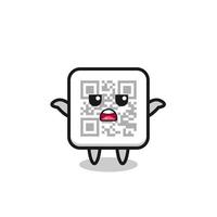 personaje de la mascota del código qr diciendo que no sé vector