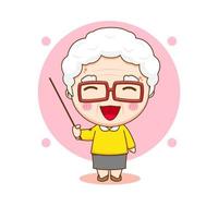 cute grand mother as a teacher cartoon character vector