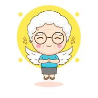 cute grand mother as angel cartoon character vector