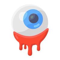 globo ocular aterrador y sangriento, icono plano del tema de halloween vector