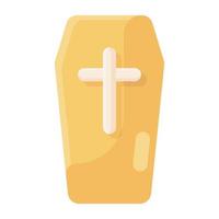 Halloween casket to store dead body, flat icon vector