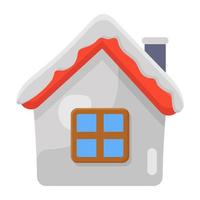 Snow covered beautiful home, flat icon of snow house vector