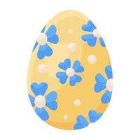 cáscara de huevo con patrón decorativo, icono de vector plano de huevo de pascua