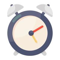 un icono de despertador en estilo plano editable, reloj sonando vector