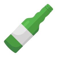 botella de vino, icono plano de bebida alcohólica vector
