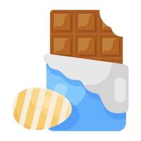 Chocolate with easter egg, flat icon of easter sweets vector