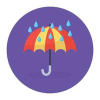 estilo plano de lluvia, icono de lluvia de nubes en estilo moderno vector