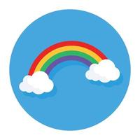 A meteorological phenomenon, icon of rainbow in flat style vector