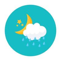 estilo plano de lluvia, icono de lluvia de nubes en estilo moderno vector