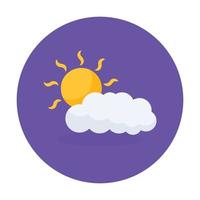 Sun with cloud showing partly cloudy icon vector