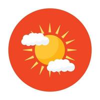 Sun with cloud showing partly cloudy icon vector