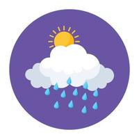 estilo plano de lluvia, icono de lluvia de nubes en estilo moderno vector