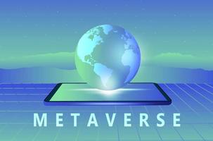 concepto de metaverso y blockchain, la palabra metaverso realidad virtual y tecnología de realidad aumentada ilustración vectorial vector