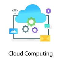 Gradient conceptual vector of cloud computing, data center with cloud