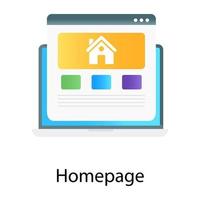 Home on web page showing homepage in gradient vector