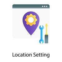 Gear inside location pin, gradient vector of location settings