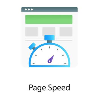 Page speed test vector in gradient design, speedometer inside website