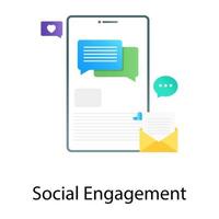 Digital contracting texting app, gradient vector of social engagement