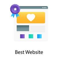 Gradient vector of best website, favourite webpage quality concept