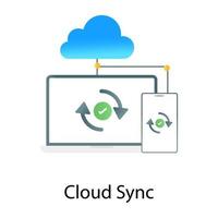 Cloud with arrows, cloud sync in modern gradient style vector