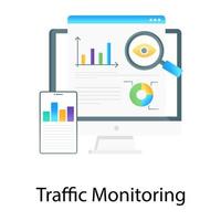 productividad en línea con análisis de negocios, vector de gradiente de monitoreo de tráfico