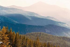 fog over the mountains. Vintage effect photo