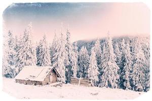 chalet in the mountains. Vintage effect photo