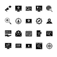 Online marketing glyph icon set vector