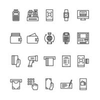 Pos System outline icon set vector