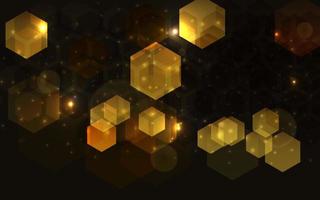 Abstract black and gold shiny hexagon geometric element background vector