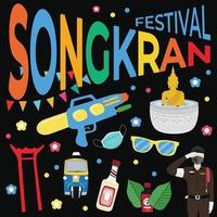 festival de songkran 2022. concepto estilo colorido vector