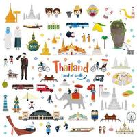 Great of Thailand and Golden Grand Palace, Lifestyle, Landmarks, Buddhism, Transportation in flat style vector