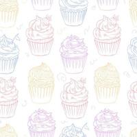 Vector illustration seamless pattern with cupcakes. Sweet baking pattern for fabric or packaging.