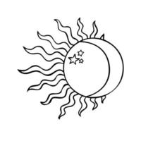 Esoteric symbols of the sun. Celestial signs. Vector illustration in hand drawn style