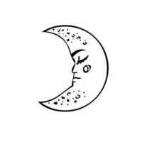 Esoteric symbol of the moon. Celestial signs. Vector illustration in hand drawn style.