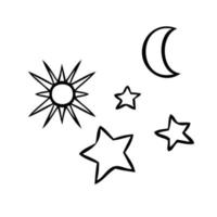 símbolos esotéricos de la estrella. signos celestiales. ilustración vectorial en estilo dibujado a mano vector