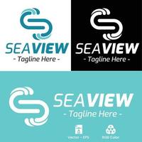 letra s - logotipo de vista al mar vector