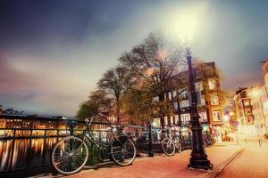 Beautiful calm night view of Amsterdam photo