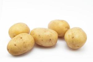 Quality of potatoes erou.  isolated on white background photo