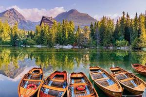 Sunrise. Fantastic Shtrbske Pleso High Tatras. Slovakia, Europe photo