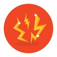 Flat rounded icon of lightning bolts vector design