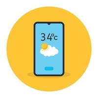 Trendy flat design of mobile weather app icon vector