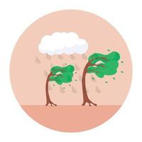 Cloud rain with trees showcasing rainforest icon vector