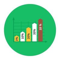 análisis de datos, icono redondeado plano de gráfico vertical vector