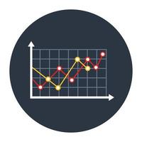 representación gráfica de datos, icono redondeado plano de gráfico de polilínea vector