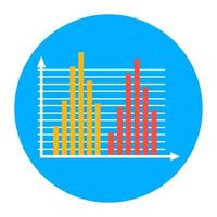 Data analytics, flat rounded icon of vertical chart vector