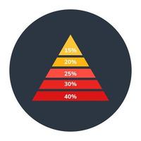 Business data displaying in pyramid chart icon in flat style vector
