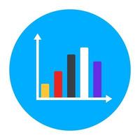 Data analytics, flat rounded icon of vertical chart vector